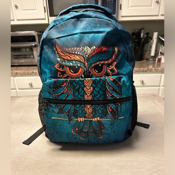 Owl Print Boho Backpack 16 Inch School Travel Bags Bookbag for Kids - Picture 1 of 11